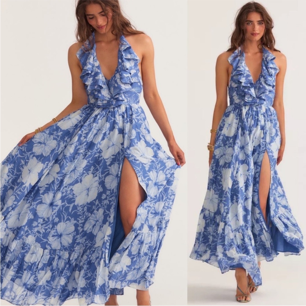 LOVESHACKFANCY STATEMENT HALTER DRESS